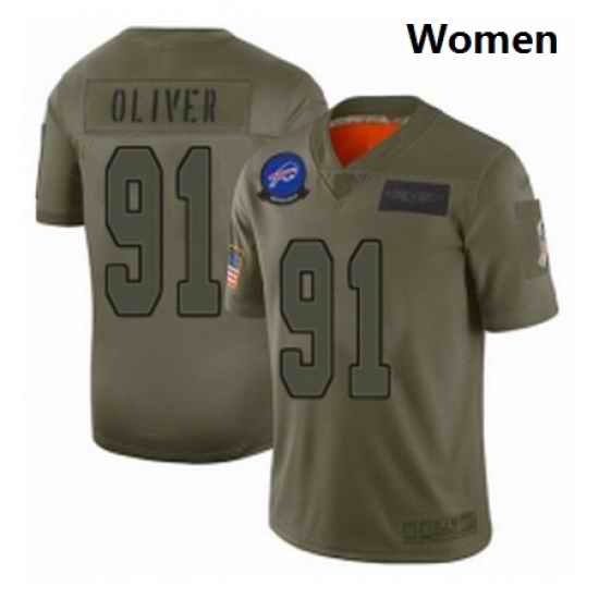 Womens Buffalo Bills 91 Ed Oliver Limited Camo 2019 Salute to Service Football Jersey